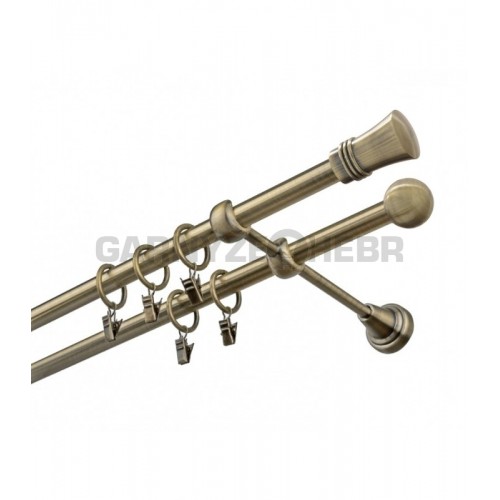 Garnýž kovová 200 cm dvouřadá - dvojitá 16 Capri mosaz