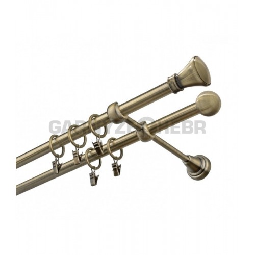 Garnýž kovová 130 cm dvouřadá - dvojitá 16 Koloseo mosaz