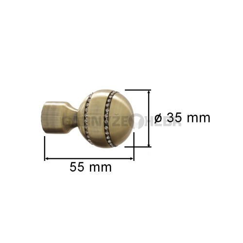 Koncovka pro tyč 16mm Paola crystal - mosaz