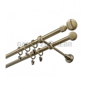 Garnýž kovová 100 cm dvouřadá - dvojitá 16 Paola crystal mosaz