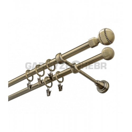 Garnýž kovová 300 cm dvouřadá - dvojitá 16 Paola crystal mosaz