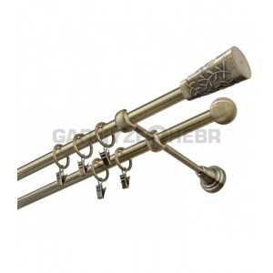 Garnýž kovová 100 cm dvouřadá - dvojitá 16 Sevilla mosaz