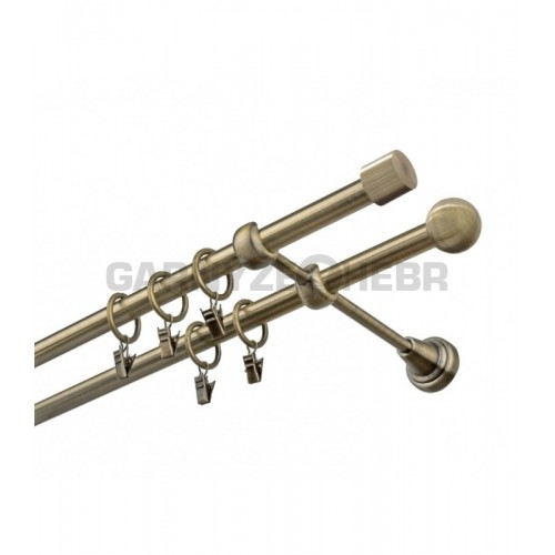 Garnýž kovová 360 cm dvouřadá - dvojitá 16 Válec mosaz