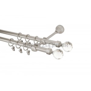 Garnýž kovová 4m, dvouřadá - dvojitá, Koule crystal double, chrom mat