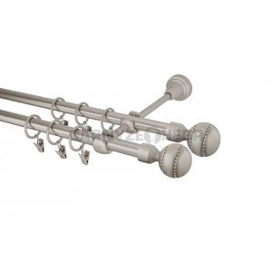 Garnýž kovová 3,2m, dvouřadá - dvojitá, Paola crystal double, chrom mat