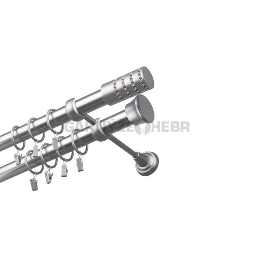 Garnýž kovová 180 cm dvouřadá - dvojitá 25/25 Cylinder crystal Satina