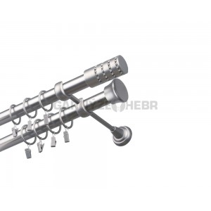 Garnýž kovová 260 cm dvouřadá - dvojitá 25/25 Cylinder crystal Satina