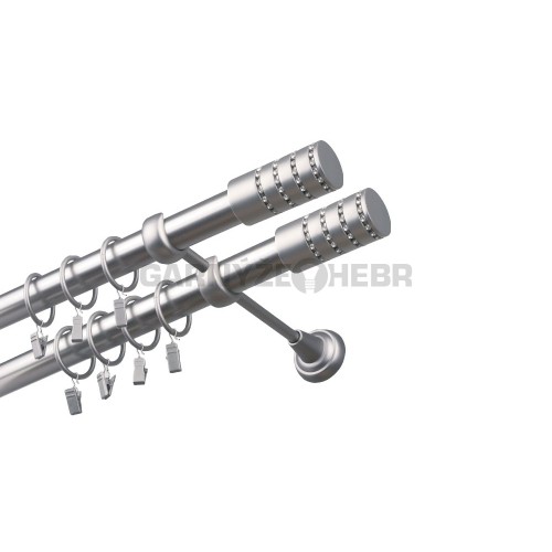 Garnýž kovová 420 cm dvouřadá - dvojitá 25/25 Cylinder crystal double Satina