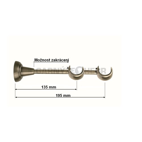 Konzole 2-řadá pro tyč 25/25mm - mosaz