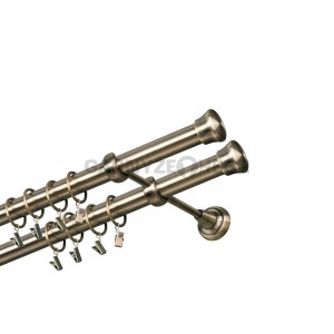 Garnýž kovová 100 cm dvouřadá - dvojitá 25/25 Fulda double Mosaz