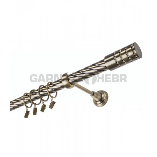 Garnýž kovová 200 cm jednořadá 25 kroucená Cylinder crystal mosaz