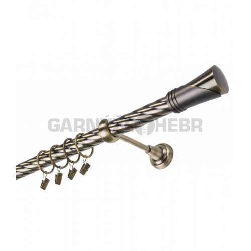 Garnýž kovová 180 cm jednořadá 25 kroucená Duncan mosaz