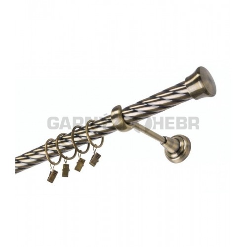 Garnýž kovová 160 cm jednořadá 25 kroucená Fulda mosaz