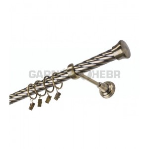 Garnýž kovová 200 cm jednořadá 25 kroucená Fulda mosaz