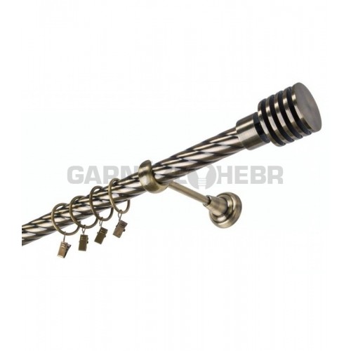 Garnýž kovová 190 cm jednořadá 25 kroucená Talarki mosaz