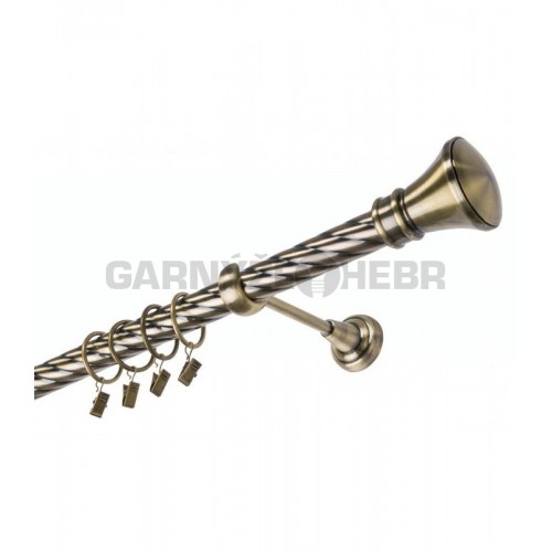 Garnýž kovová 190 cm jednořadá 25 kroucená Žezlo mosaz