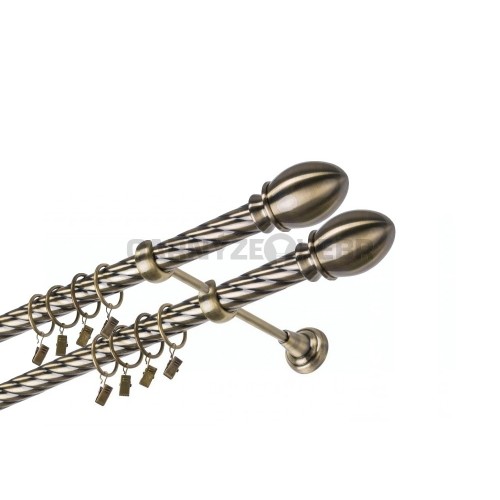 Garnýž kovová 420 cm dvouřadá - dvojitá 25/25 kroucená Belluno double Mosaz