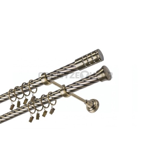 Garnýž kovová 300 cm dvouřadá - dvojitá 25/25 kroucená Cylinder crystal 