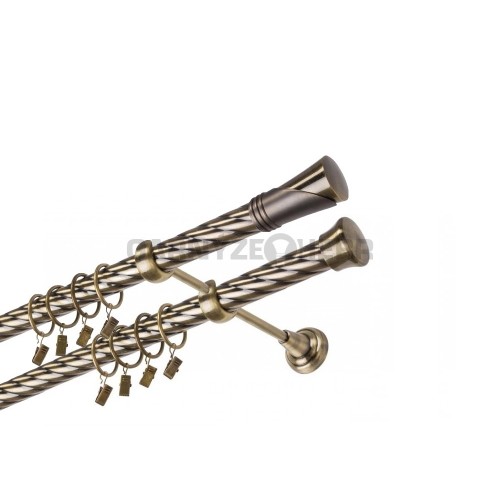 Garnýž kovová 480 cm dvouřadá - dvojitá 25/25 kroucená Duncan Mosaz