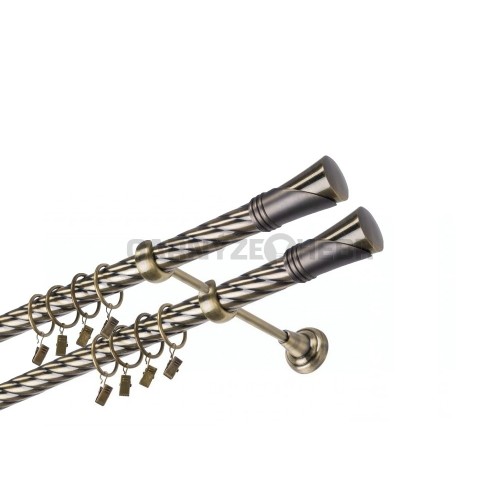 Garnýž kovová 150 cm dvouřadá - dvojitá 25/25 kroucená Duncan double Mosaz