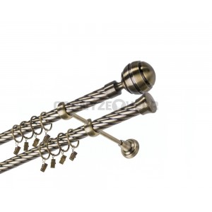 Garnýž kovová 260 cm dvouřadá - dvojitá 25/25 kroucená Paola Mosaz