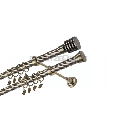 Garnýž kovová 170 cm dvouřadá - dvojitá 25/25 kroucená Talarki Mosaz