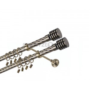 Garnýž kovová 100 cm dvouřadá - dvojitá 25/25 kroucená Talarki double Mosaz