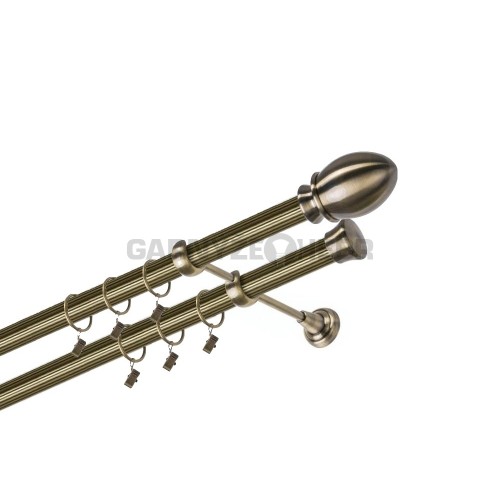 Garnýž kovová 100 cm dvouřadá - dvojitá 25/25 rýhovaná Belluno Mosaz