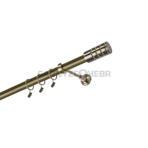 Garnýž kovová 150 cm jednořadá 25 rýhovaná Cylinder crystal mosaz