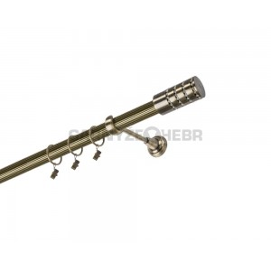 Garnýž kovová 100 cm jednořadá 25 rýhovaná Cylinder crystal mosaz