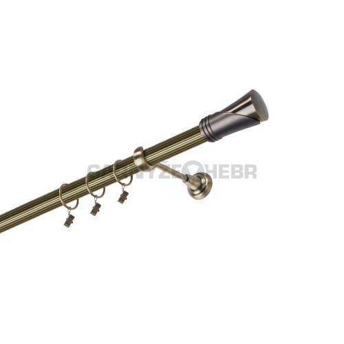 Garnýž kovová 400 cm jednořadá 25 rýhovaná Duncan mosaz