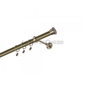 Garnýž kovová 120 cm jednořadá 25 rýhovaná Fulda mosaz