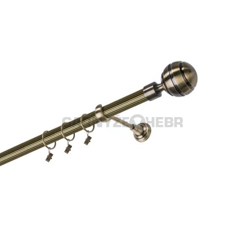 Garnýž kovová 420 cm jednořadá 25 rýhovaná Paola mosaz