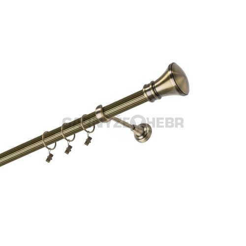 Garnýž kovová 140 cm jednořadá 25 rýhovaná Žezlo mosaz