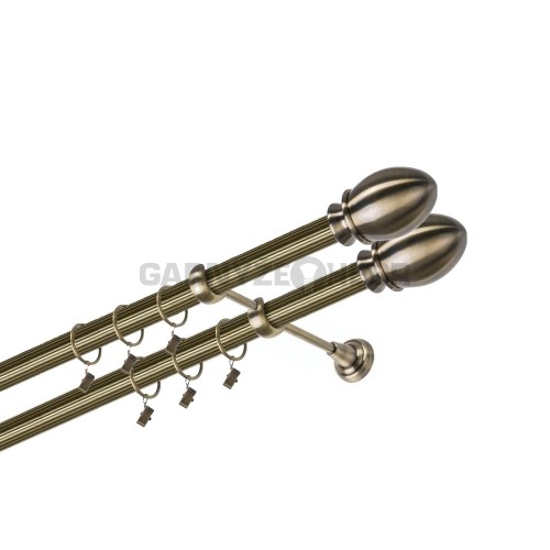 Garnýž kovová 380 cm dvouřadá - dvojitá 25/25 rýhovaná Belluno double Mosaz