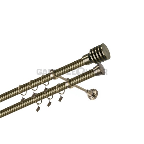 Garnýž kovová 160 cm dvouřadá - dvojitá 25/25 rýhovaná Talarki Mosaz