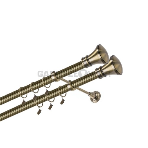 Garnýž kovová 110 cm dvouřadá - dvojitá 25/25 rýhovaná Žezlo double Mosaz