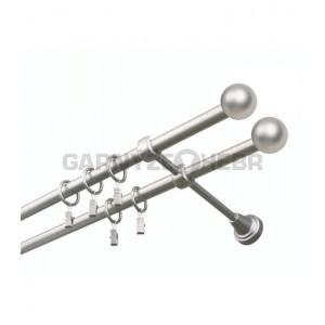 Garnýž kovová 260 cm dvouřadá - dvojitá 16 Koule satina
