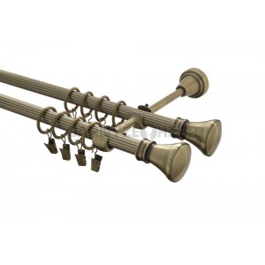 Garnýže kovová 3,2m rýhovaná dvouřadá - dvojitá, Koloseo double, mosaz