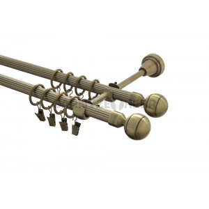 Garnýž kovová 2m rýhovaná dvouřadá - dvojitá, Paola double, mosaz