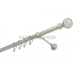Záclonové tyče kovové 4m, koule retro, matná stříbrná