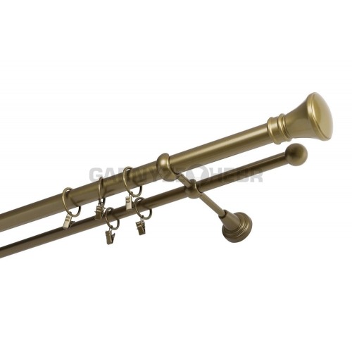 Garnýž kovová 340 cm dvouřadá - dvojitá 25 žezlo zlatá antik