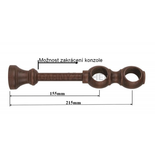 Konzole 2-řadá dřevěná pro tyč 28mm - ořech