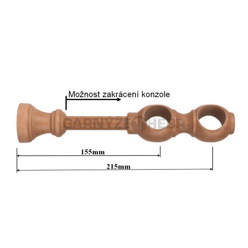 Konzole 2-řadá dřevěná pro tyč 28mm - dub