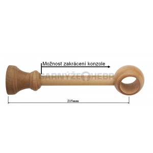 Konzole 1-řadá dřevěná pro tyč 28mm - dub