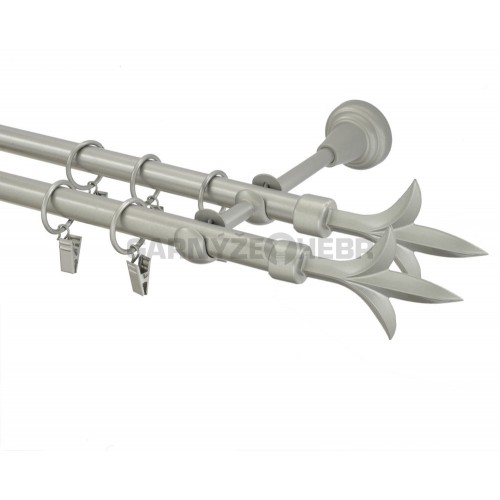 Garnýže kovová 320 cm dvouřadá - dvojitá 16 lilie double matná stříbrná