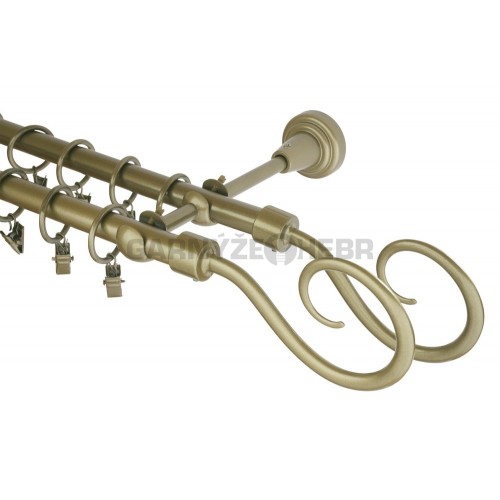Garnýž kovová 120 cm dvouřadá - dvojitá 16 hák double, zlatá antik