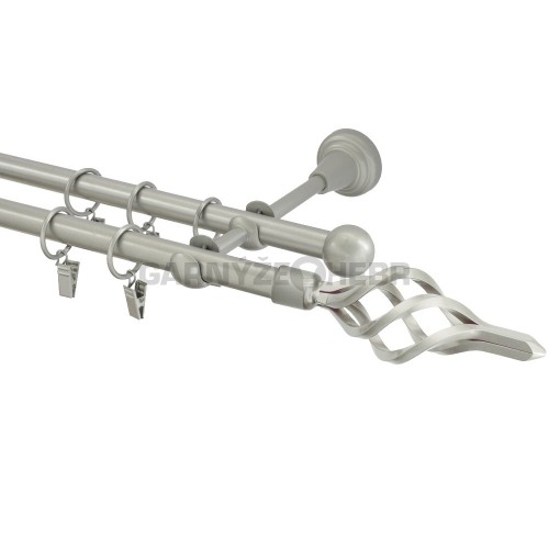 Garnýž kovová 400 cm dvouřadá - dvojitá 16 azur matná stříbrná