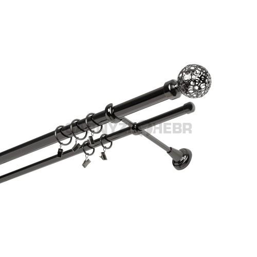 Garnýž kovová 160 cm dvouřadá - dvojitá 25 Koule Retro onyx