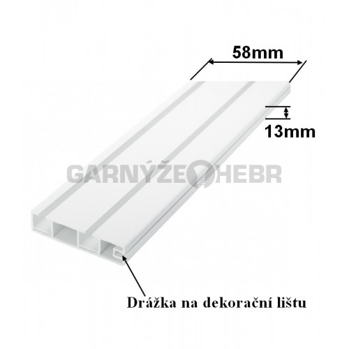 Stropní kolejnice 2,5m dvouřadá PVC bílá